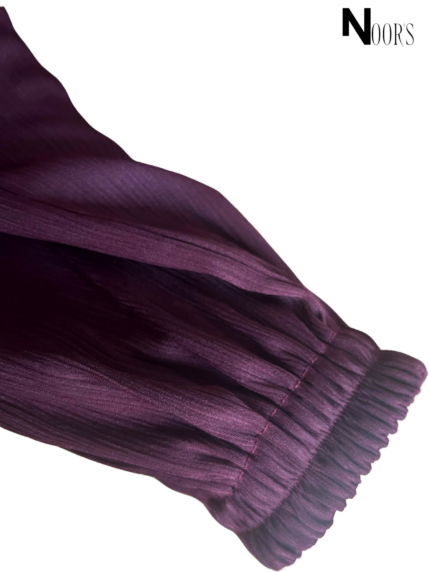 Noor's Designer Abaya – Plum Modest Dress with Pleats, Buttons & Tassel Charm