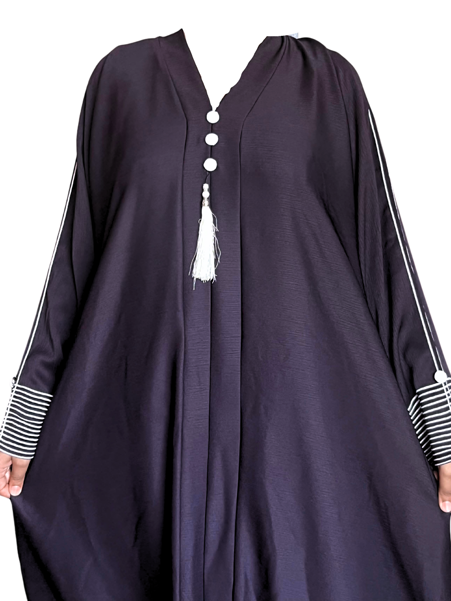 Noor's Midnight Grace – Tassel-Embellished Abaya