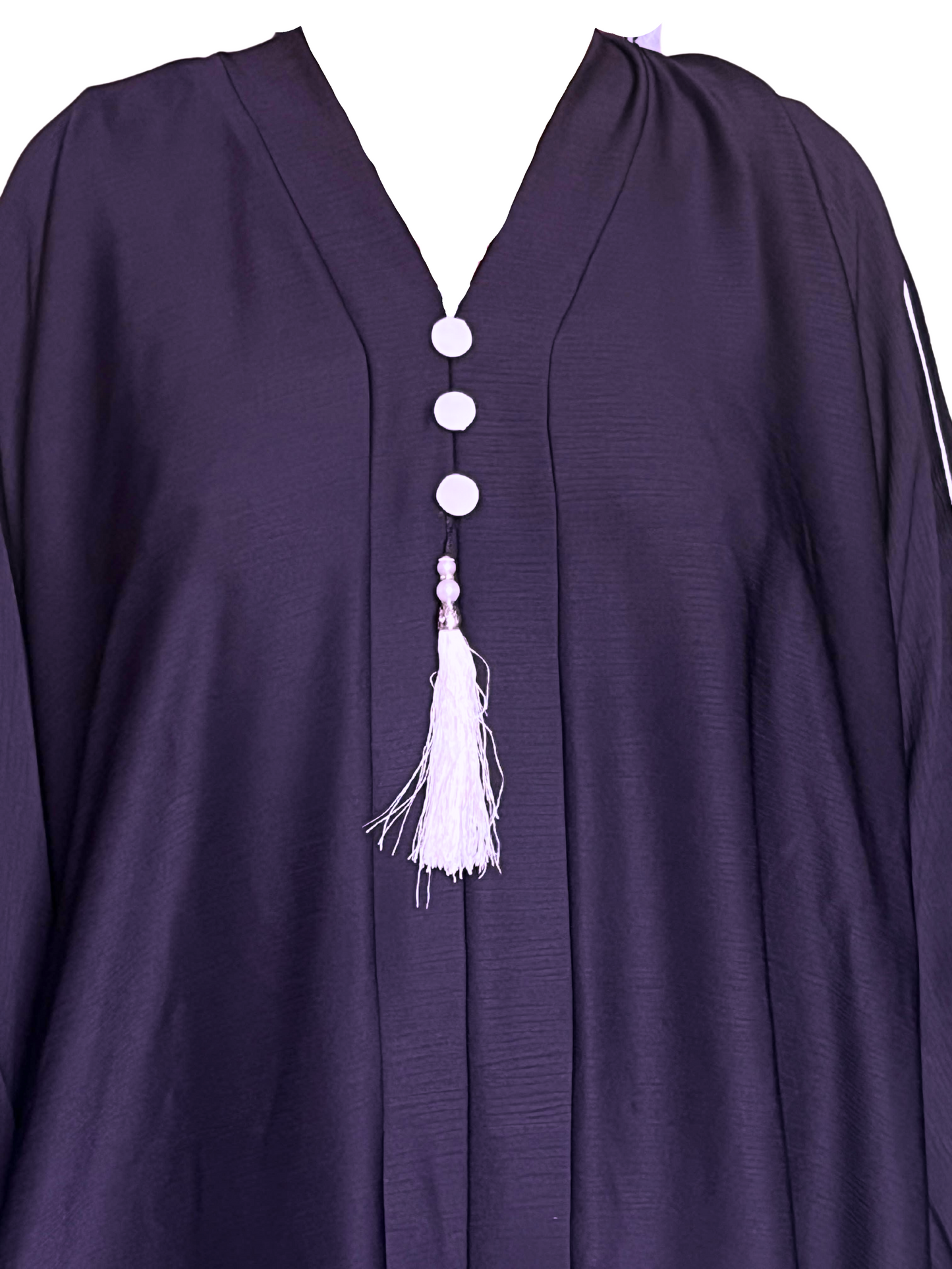 Noor's Midnight Grace – Tassel-Embellished Abaya