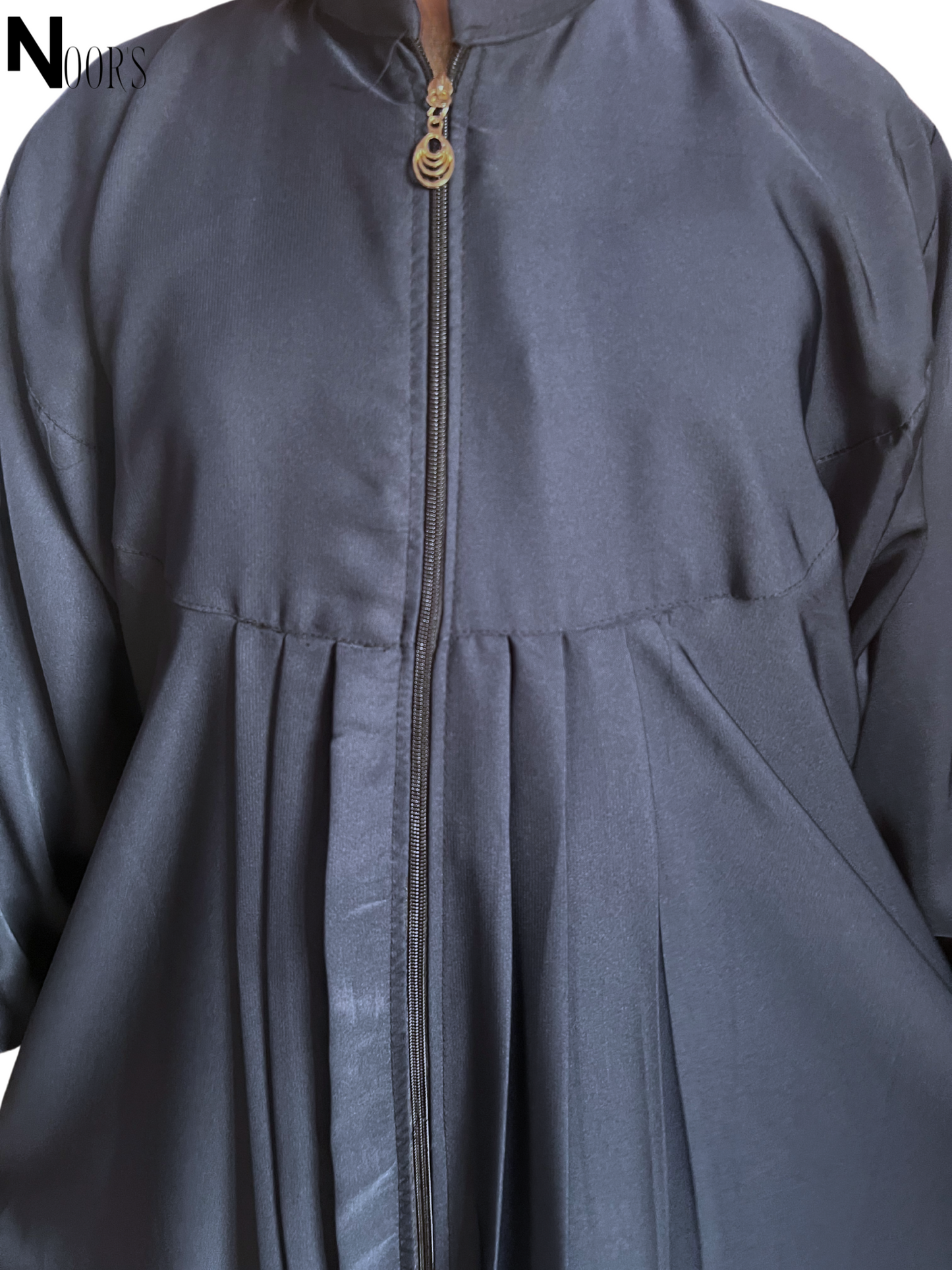 Noor’s Midnight Pleated Zipper Abaya