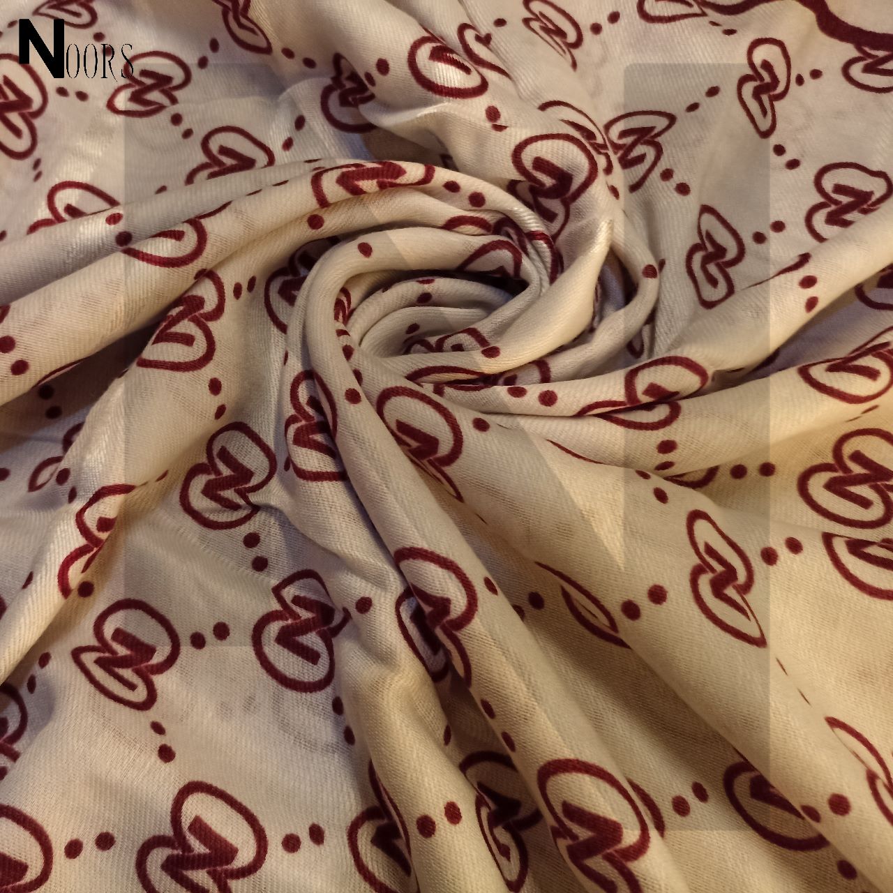 Noor’s N-Style Scarf with Dark brown Border WSC 030