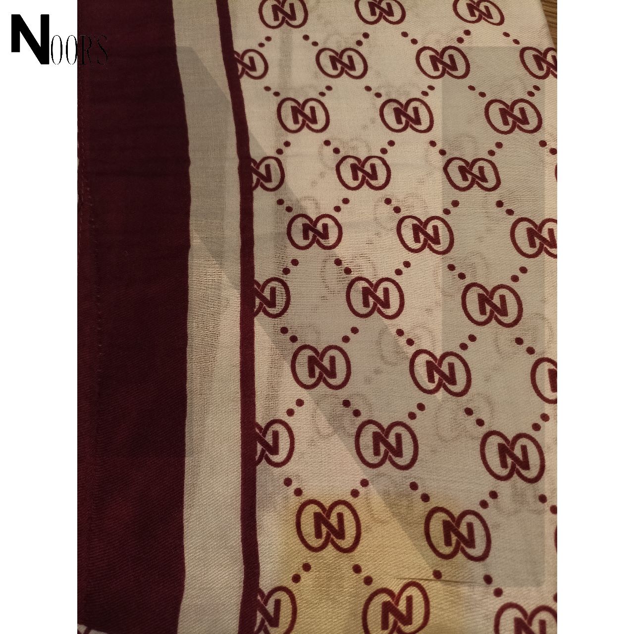 Noor’s N-Style Scarf with Dark brown Border WSC 030