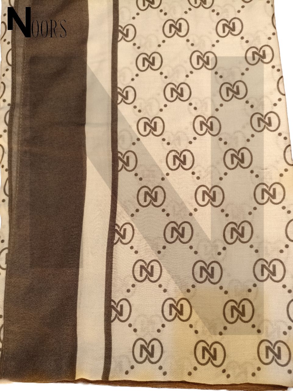 Noor’s N-Style Scarf with Dark brown Border WSC 030