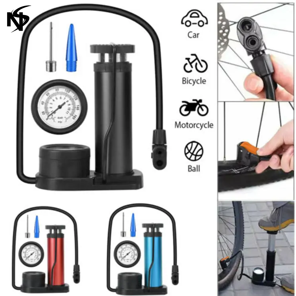 High Pressure Foot Air Pump with Gauge Heavy-Duty