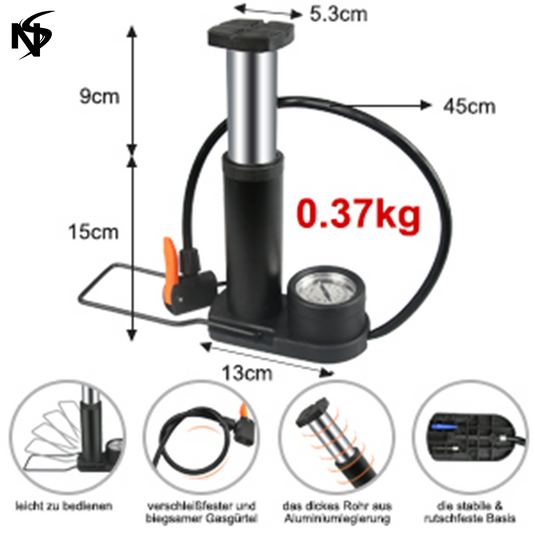 High Pressure Foot Air Pump with Gauge Heavy-Duty