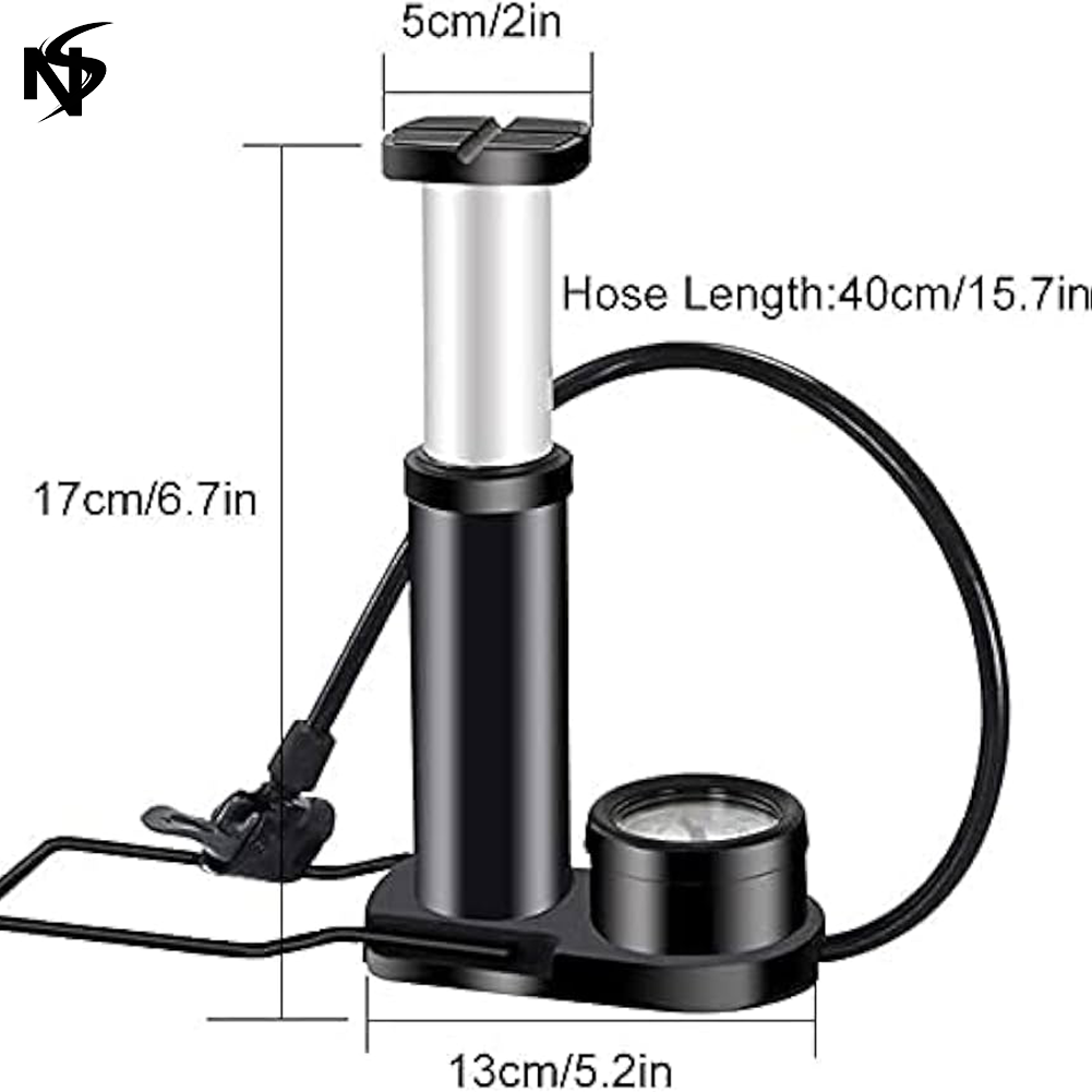 High Pressure Foot Air Pump with Gauge Heavy-Duty