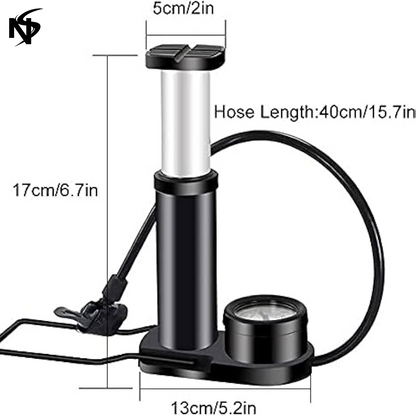 High Pressure Foot Air Pump with Gauge Heavy-Duty
