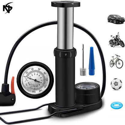 High Pressure Foot Air Pump with Gauge Heavy-Duty
