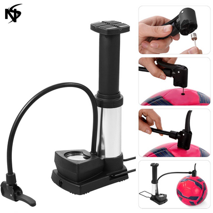 High Pressure Foot Air Pump with Gauge Heavy-Duty