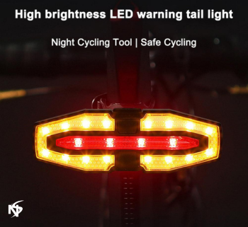 Noor Sports Wireless LED Bike Tail Light USB Rechargeable with Remote Control – Bicycle Rear Lamp, Turn Signal Indicator