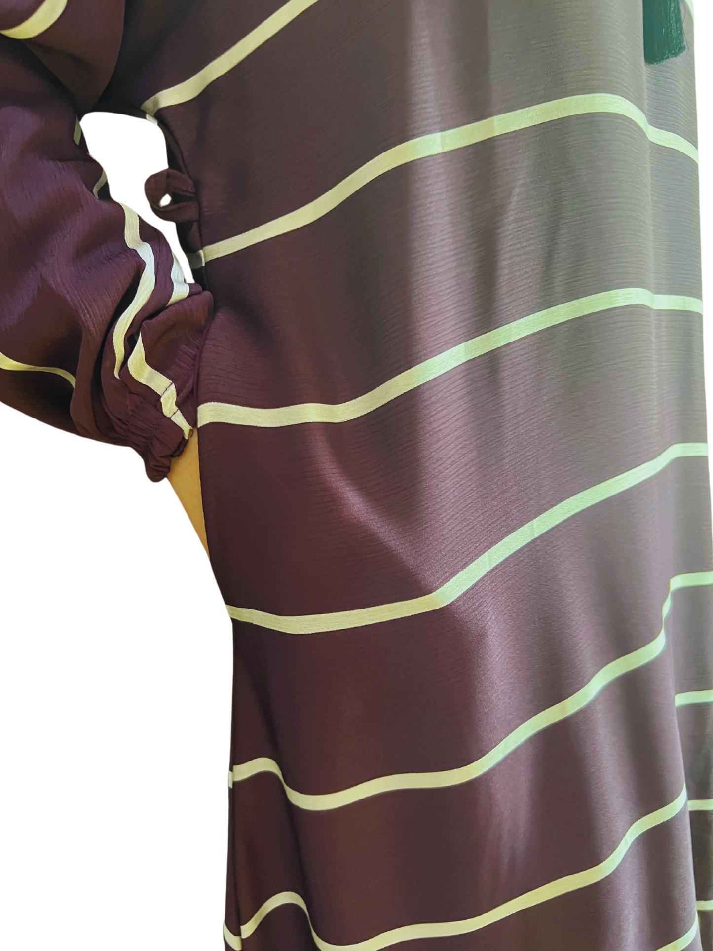 Noor’s Plum Striped Tassel Abaya