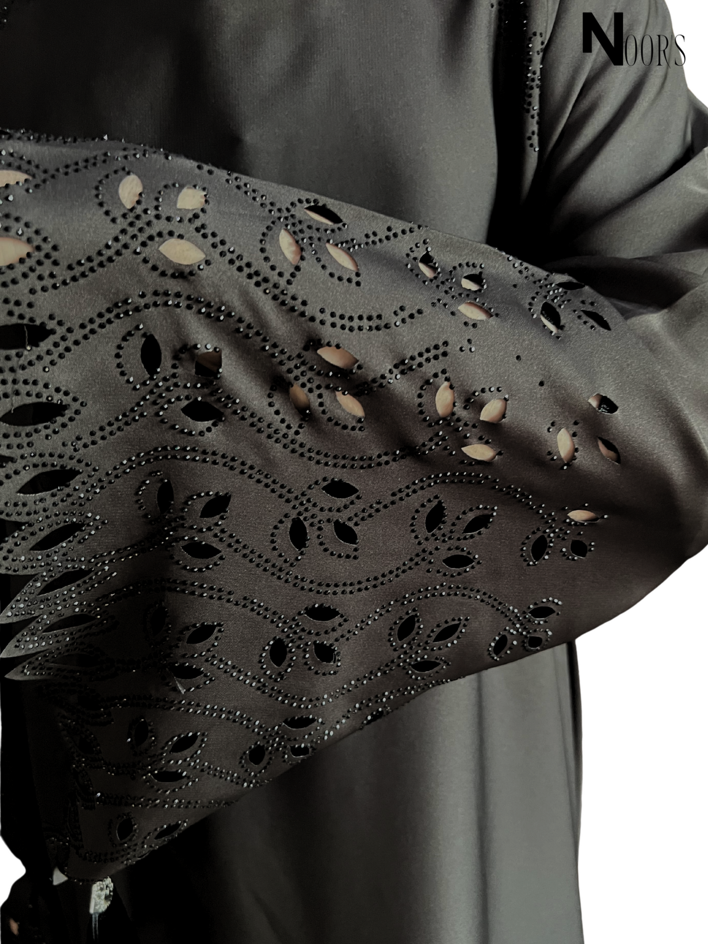 Noor’s Charcoal Embroidered Sleeve Abaya