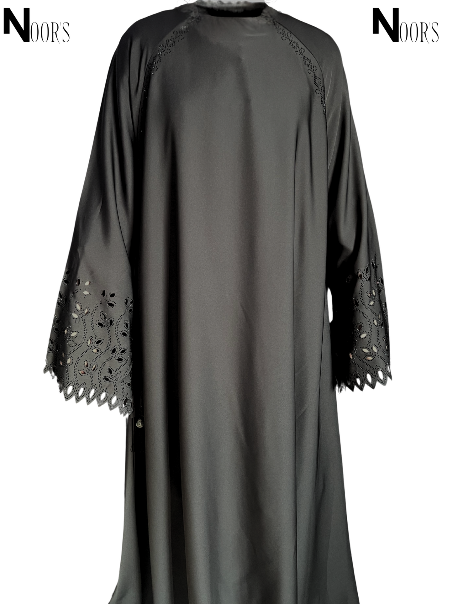 Noor’s Charcoal Embroidered Sleeve Abaya