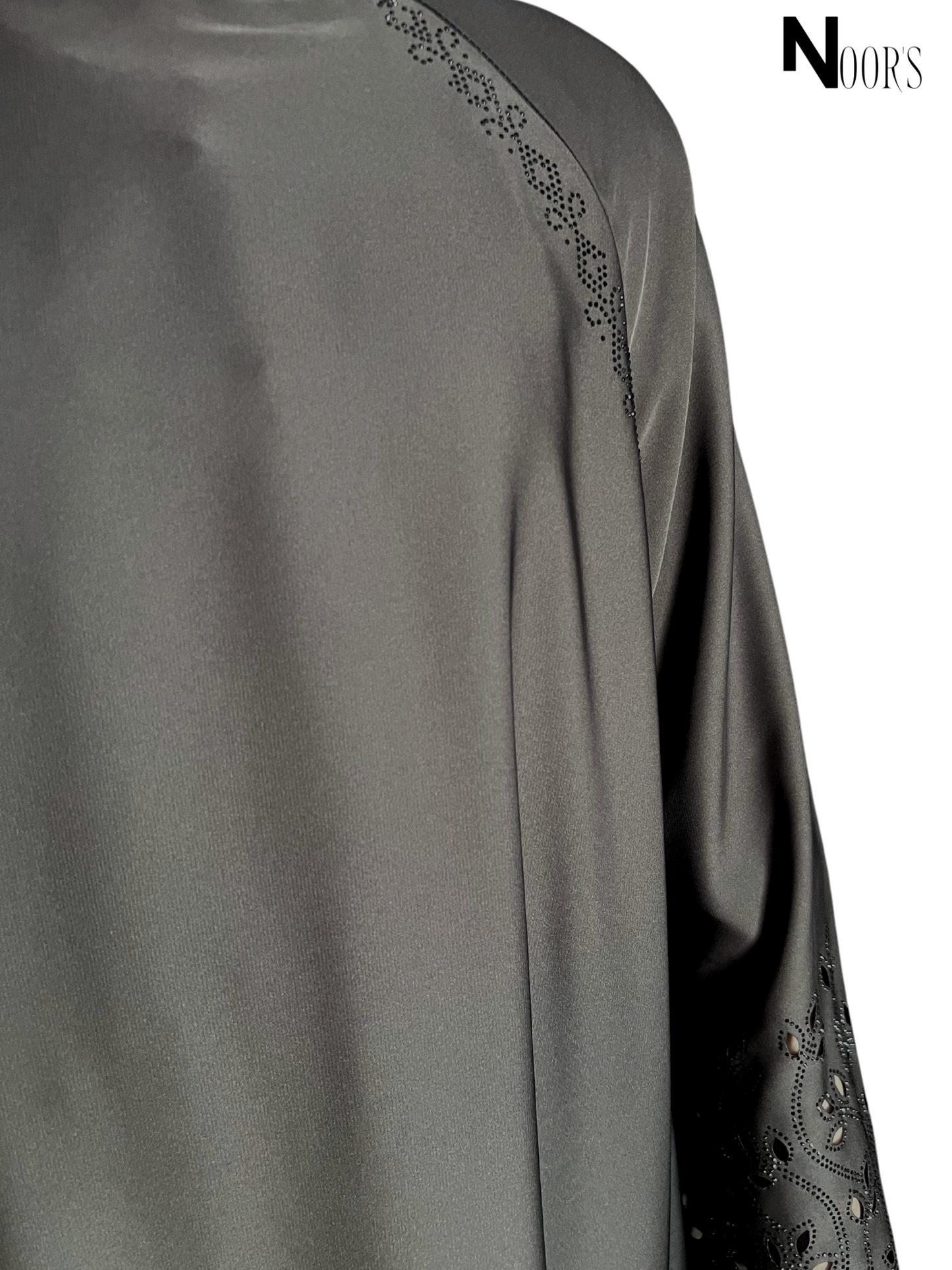 Noor’s Charcoal Embroidered Sleeve Abaya