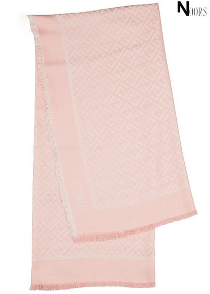 Noor's SPECIAL Silk Wool Monogram Denim Shawl Rose WSC 026
