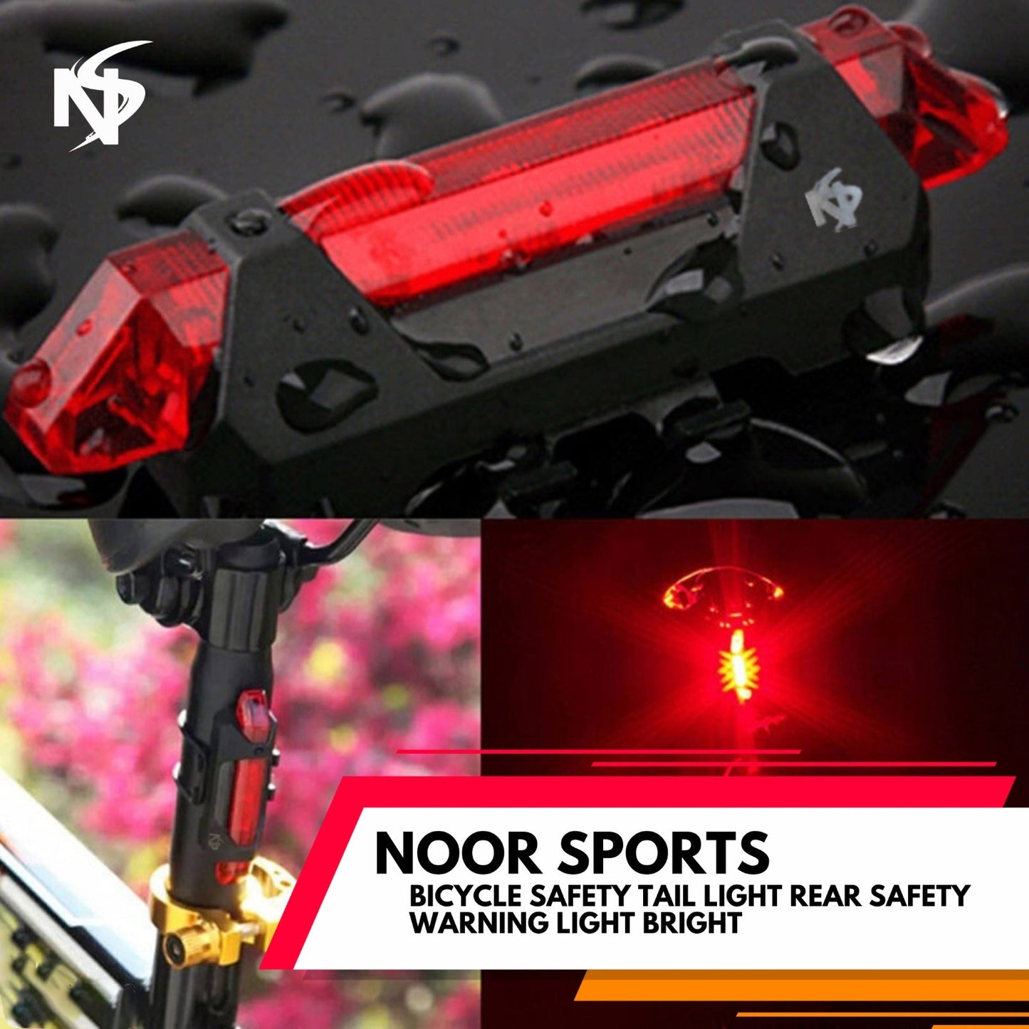 Noor's Portable USB Rechargeable Bike Bicycle Safety Tail Light