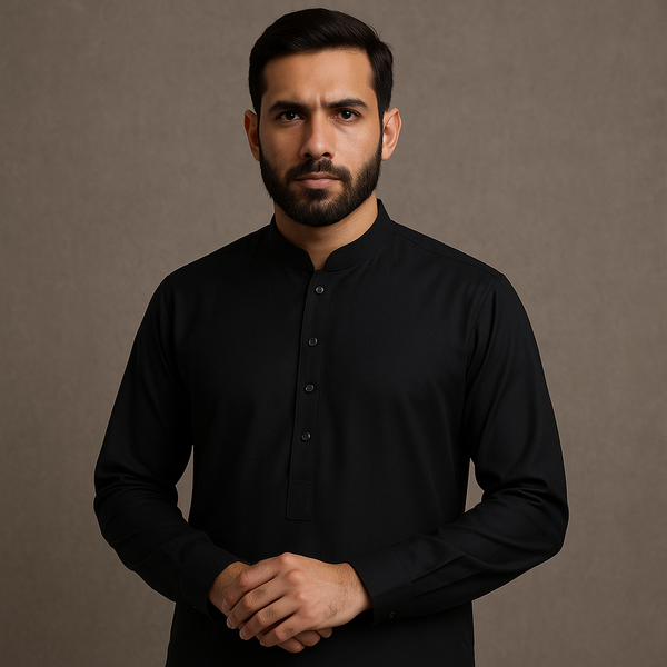 Noor’s “Almas” – Jet Black Premium Fabric (Unstitched)